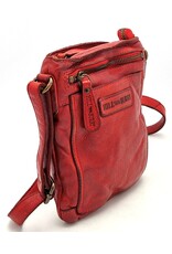 HillBurry Leren Schoudertassen Leren crossbody tassen - Hillburry  Crossbody platte tas met voorvak rood