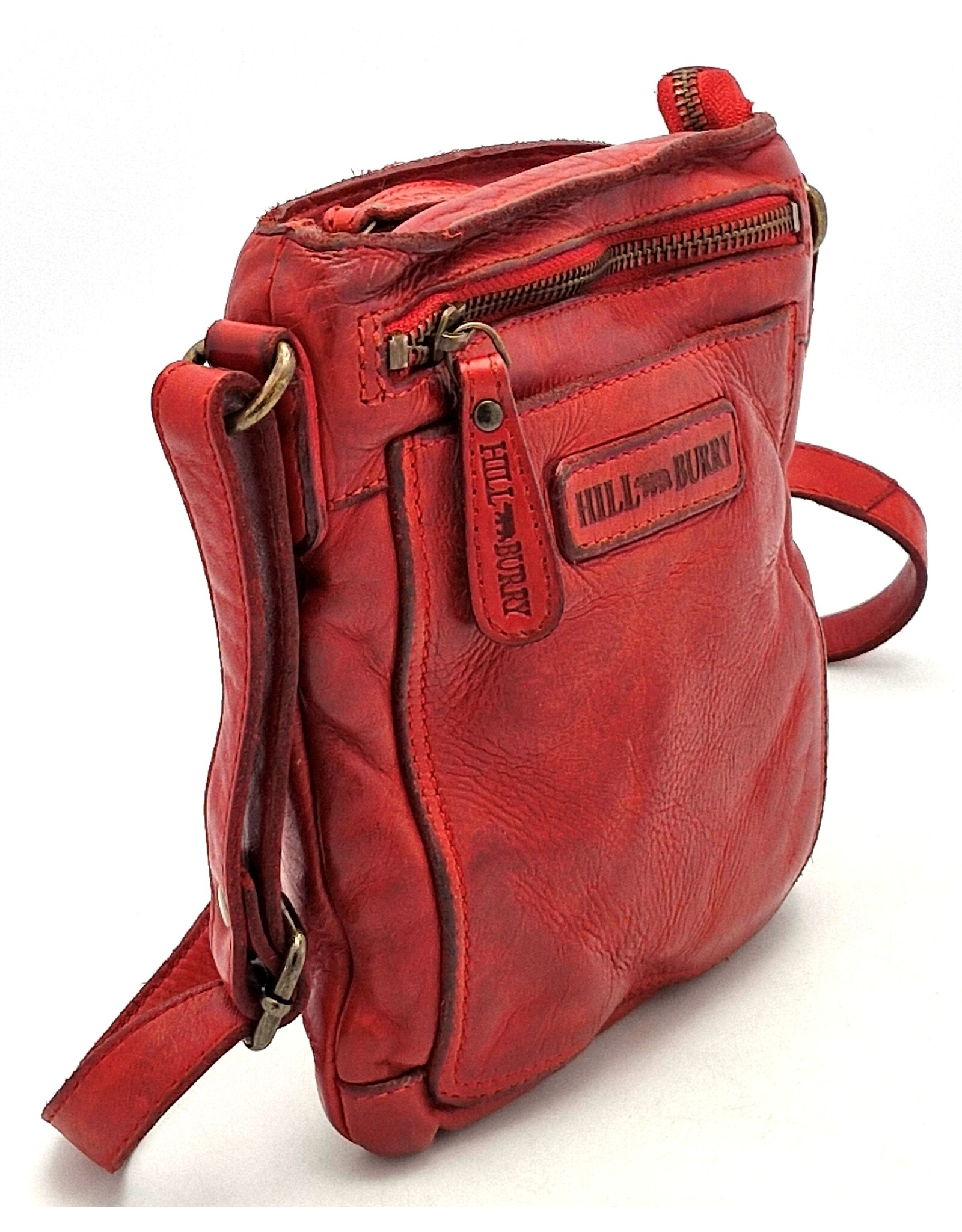 HillBurry Leather Shoulder bags  Leather crossbody bags - Hillburry Crossbody flat bag with front pocket red
