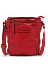 HillBurry Leren Schoudertassen Leren crossbody tassen - Hillburry  Crossbody platte tas met voorvak rood