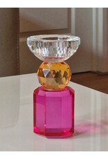 Diga Colmore Giftware & Lifestyle -  Kandelaar Kristalglas Fuchsia-Amber 15cm