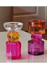 Diga Colmore Giftware & Lifestyle - Candle holder Crystal Glass Fuchsia-Amber 15cm