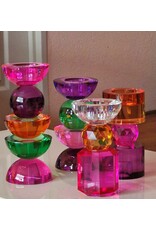 Diga Colmore Giftware & Lifestyle -  Kandelaar Kristalglas Fuchsia-Amber 15cm