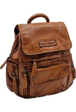 HillBurry Leren rugzakken  Leren shoppers - HillBurry Rugzak met Veel Vakjes Gewassen Leer cognac