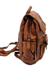 HillBurry Leather backpacks Leather shoppers - HillBurry Backpack with Many Pockets Washed Leather cognac