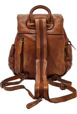 HillBurry Leather backpacks Leather shoppers - HillBurry Backpack with Many Pockets Washed Leather cognac