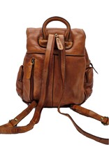 HillBurry Leather backpacks Leather shoppers - HillBurry Backpack with Many Pockets Washed Leather cognac