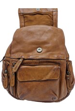 HillBurry Leather backpacks Leather shoppers - HillBurry Backpack with Many Pockets Washed Leather cognac