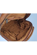 HillBurry Leather backpacks Leather shoppers - HillBurry Backpack with Many Pockets Washed Leather cognac