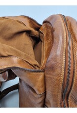 HillBurry Leren rugzakken  Leren shoppers - HillBurry Rugzak met Veel Vakjes Gewassen Leer cognac