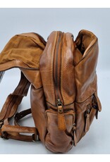 HillBurry Leather backpacks Leather shoppers - HillBurry Backpack with Many Pockets Washed Leather cognac