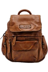 HillBurry Leather backpacks Leather shoppers - HillBurry Backpack with Many Pockets Washed Leather cognac
