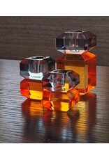 Diga Colmore Giftware & Lifestyle -  Kandelaar Kristalglas oranje-rokerig zwart 6cm