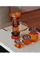 Diga Colmore Giftware & Lifestyle -  Kandelaar Kristalglas oranje-rokerig zwart 6cm