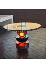 Diga Colmore Giftware & Lifestyle - Plateau op Voet Kristalglas Oranje-Zwart