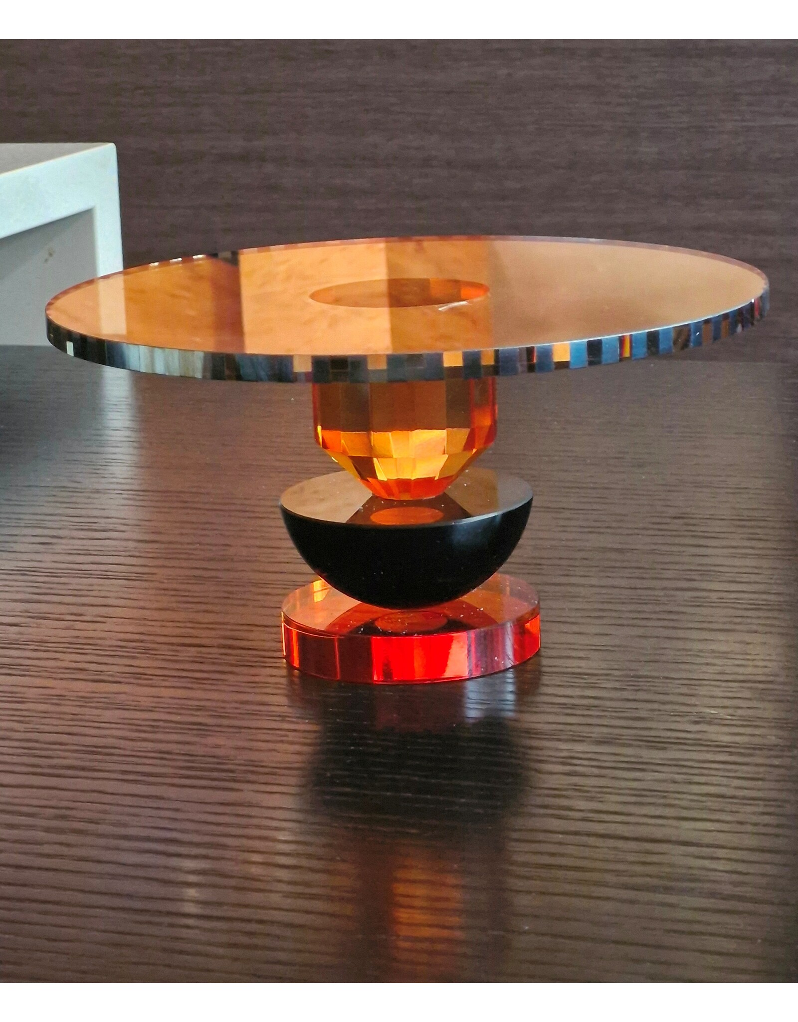 Diga Colmore Giftware & Lifestyle - Plateau op Voet Kristalglas Oranje-Zwart