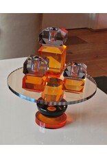 Diga Colmore Giftware & Lifestyle - Plate on Stand Crystal Glass Orange-Black