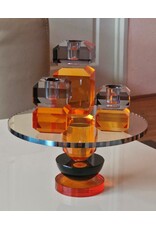 Diga Colmore Giftware & Lifestyle - Plateau op Voet Kristalglas Oranje-Zwart
