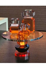 Diga Colmore Giftware & Lifestyle - Plateau op Voet Kristalglas Oranje-Zwart