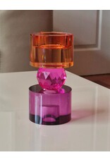 Diga Colmore Giftware & Lifestyle - Candle holder Crystal Glass Purple-fuchsia-amber 14.5cm