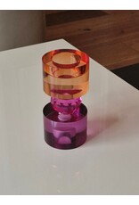 Diga Colmore Giftware & Lifestyle - Kandelaar Kristalglas Paars-fuchsia-amber 14,5cm