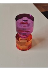 Diga Colmore Giftware & Lifestyle - Candle holder Crystal Glass Purple-fuchsia-amber 14.5cm