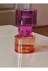 Diga Colmore Giftware & Lifestyle - Candle holder Crystal Glass Purple-fuchsia-amber 14.5cm