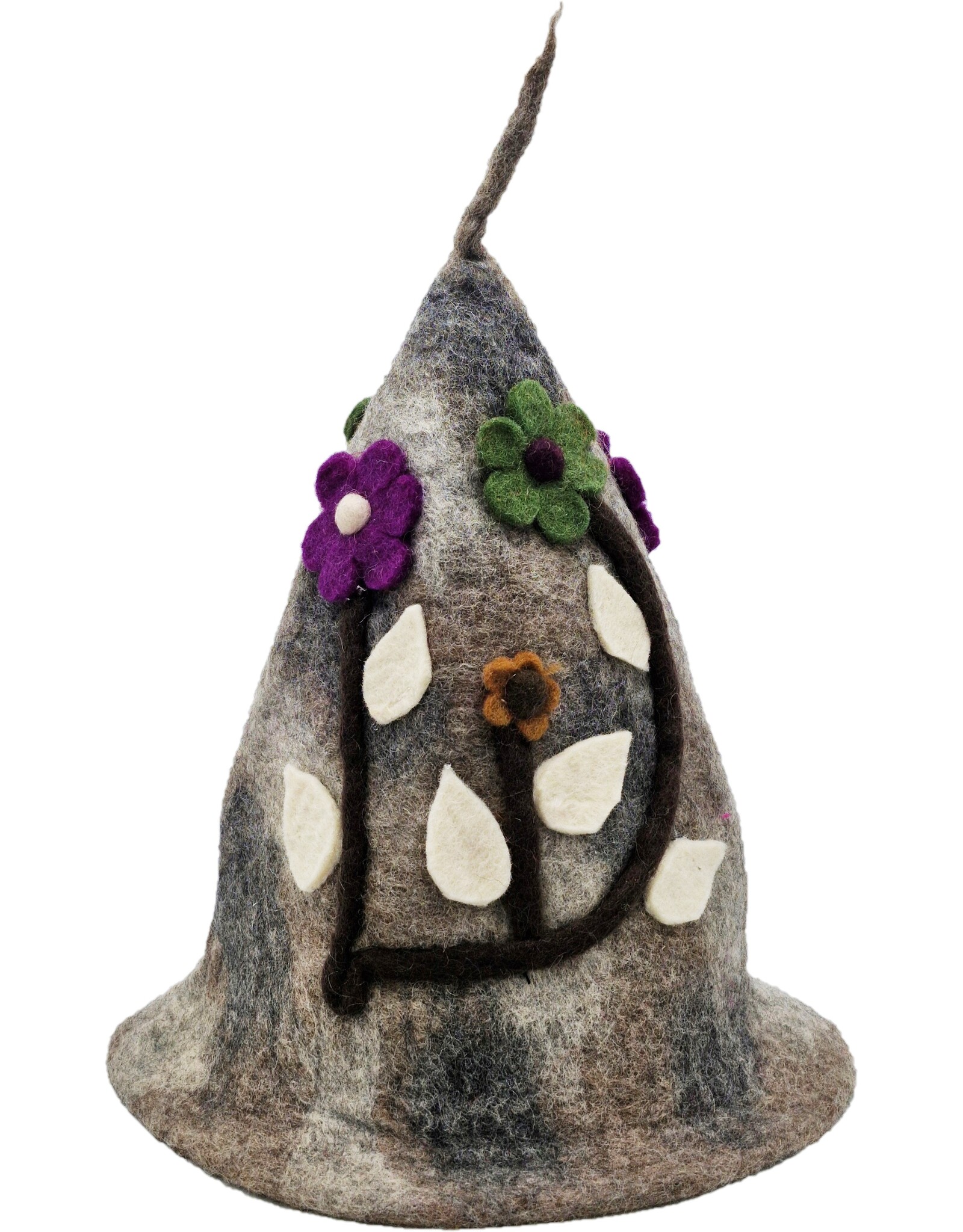 Trukado Miscellaneous - Felt pointed hat Flowers Fantasy Taupe