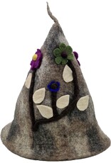 Trukado Miscellaneous - Felt pointed hat Flowers Fantasy Taupe