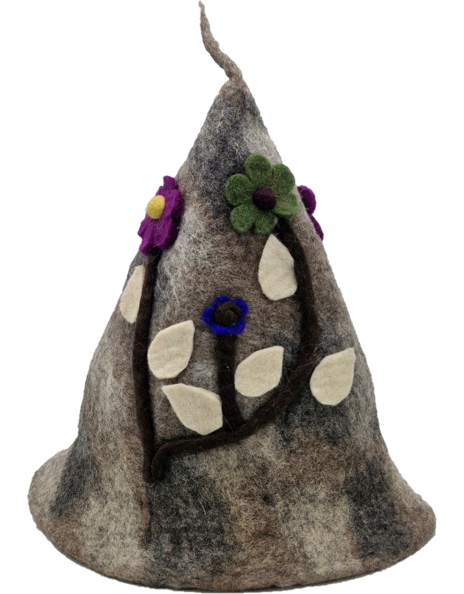 Trukado Miscellaneous - Felt pointed hat Flowers Fantasy Taupe