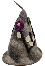 Trukado Miscellaneous - Felt pointed hat Flowers Fantasy Taupe