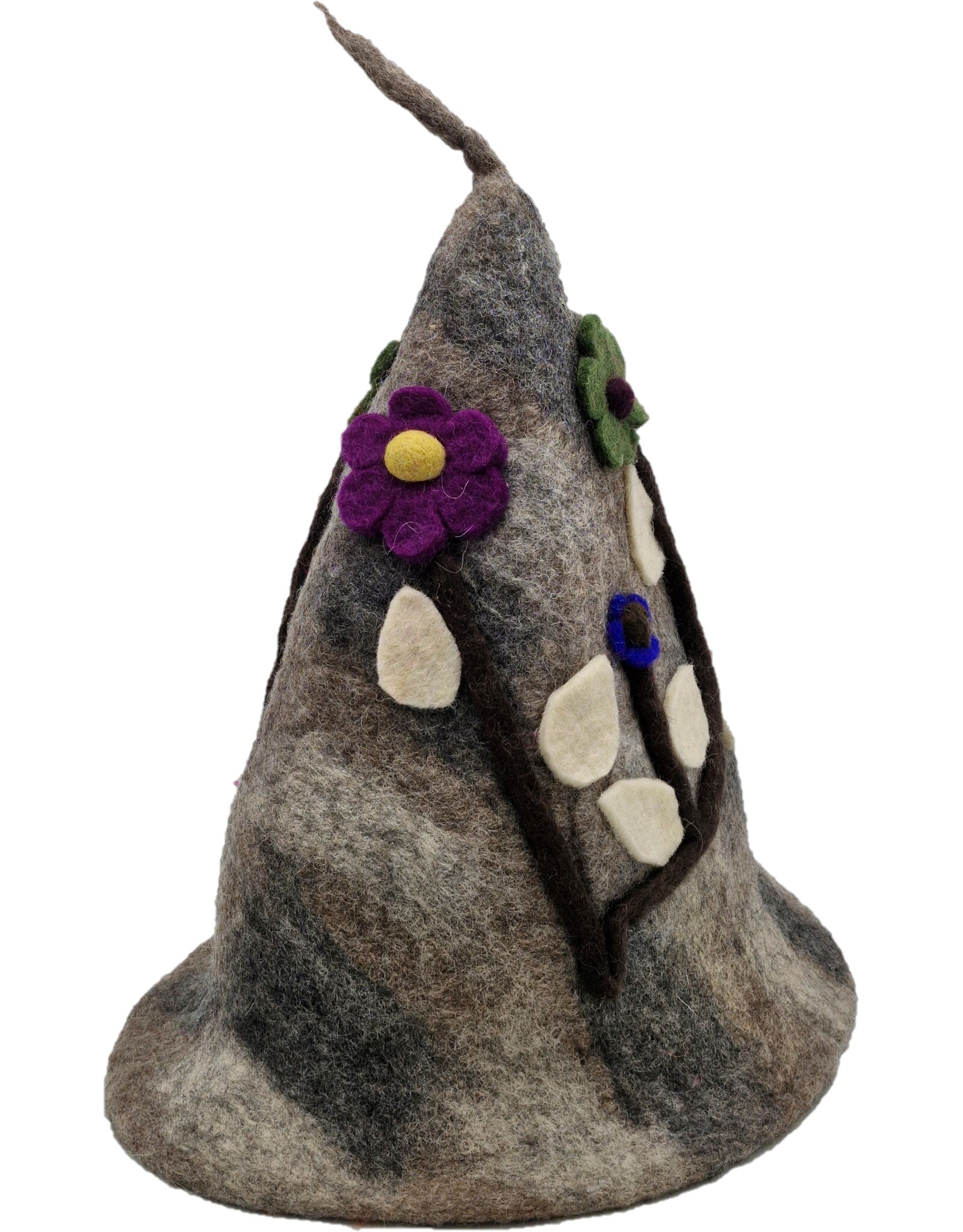 Trukado Miscellaneous - Felt pointed hat Flowers Fantasy Taupe