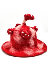Trukado Miscellaneous - Vilten hoed - Sauna muts Paddenstoel Rood-wit