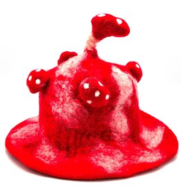 Trukado Felt hat - Sauna cap "Mushroom" Red-white