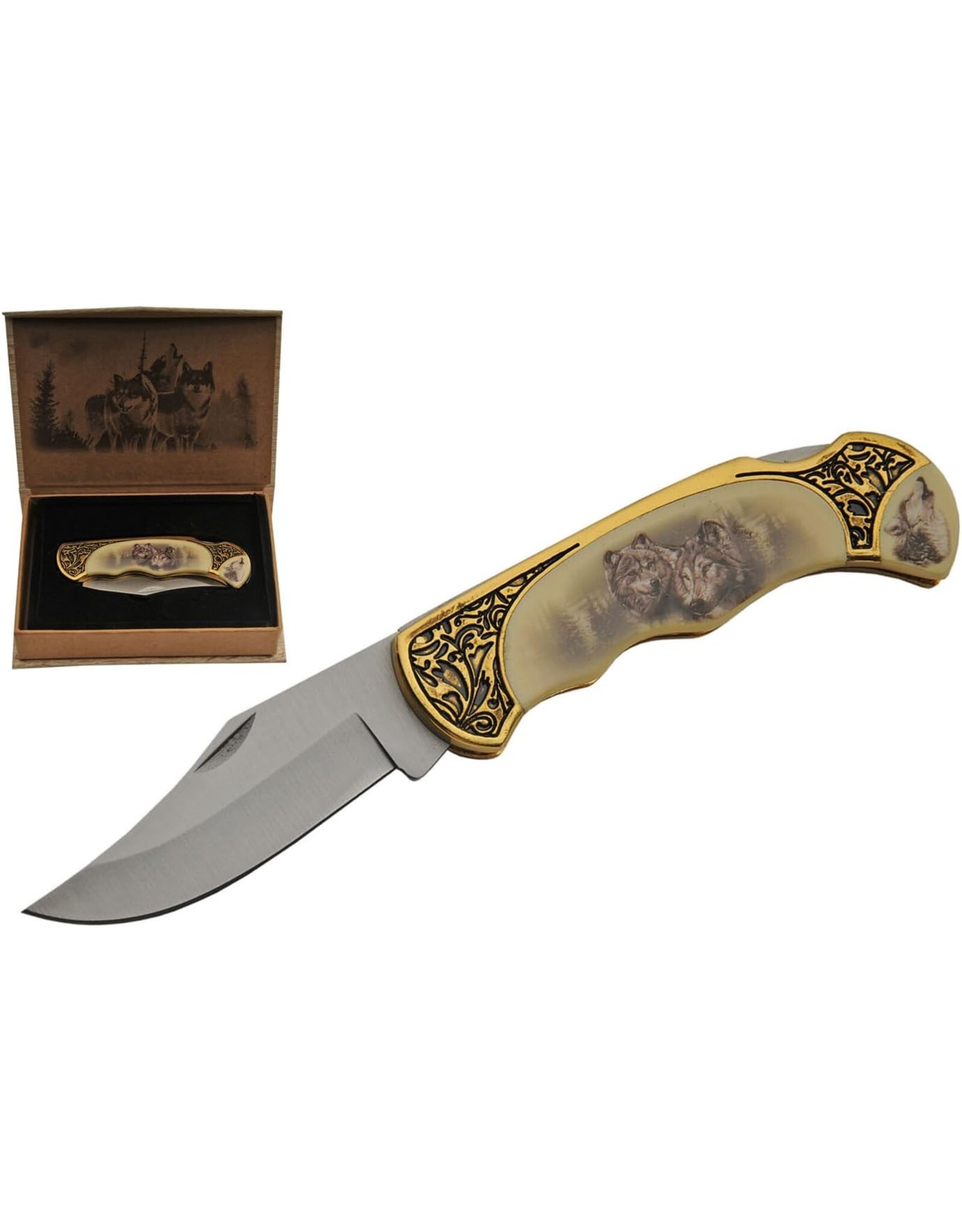 VG Miscellaneous - Western Pocket Knife ‘Wolf’  in a gift box
