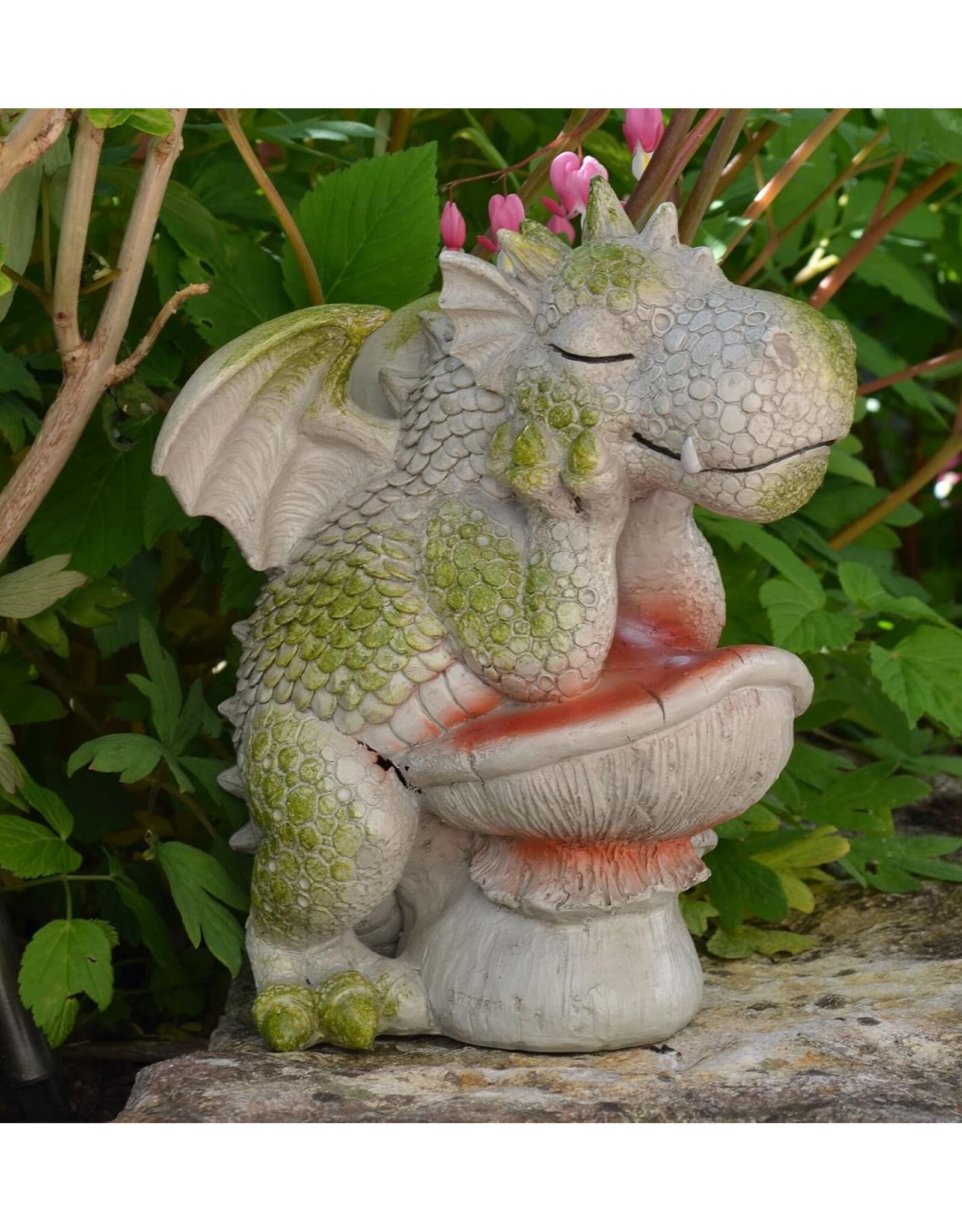 VG Giftware & Lifestyle - Garden Dragon "The Thinker" - Dragon and Mushroom 24 cm