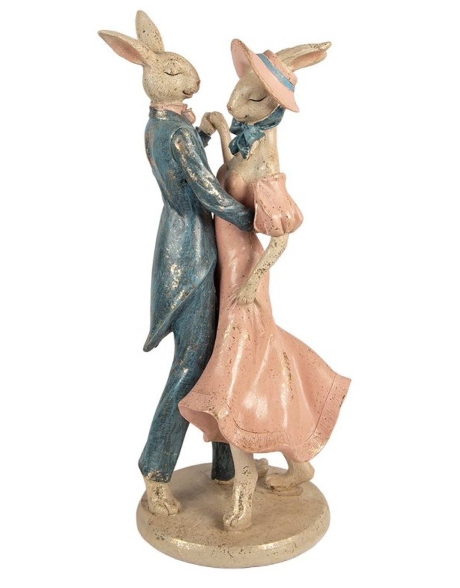 C&E Giftware Beelden Collectables -  Konijnenstel Dansend Retrostijl Beeldje 47cm