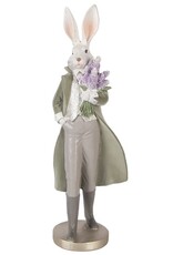 C&E Giftware Figurines Collectables - Rabbit in Long Coat with Flowers Figurine 53cm
