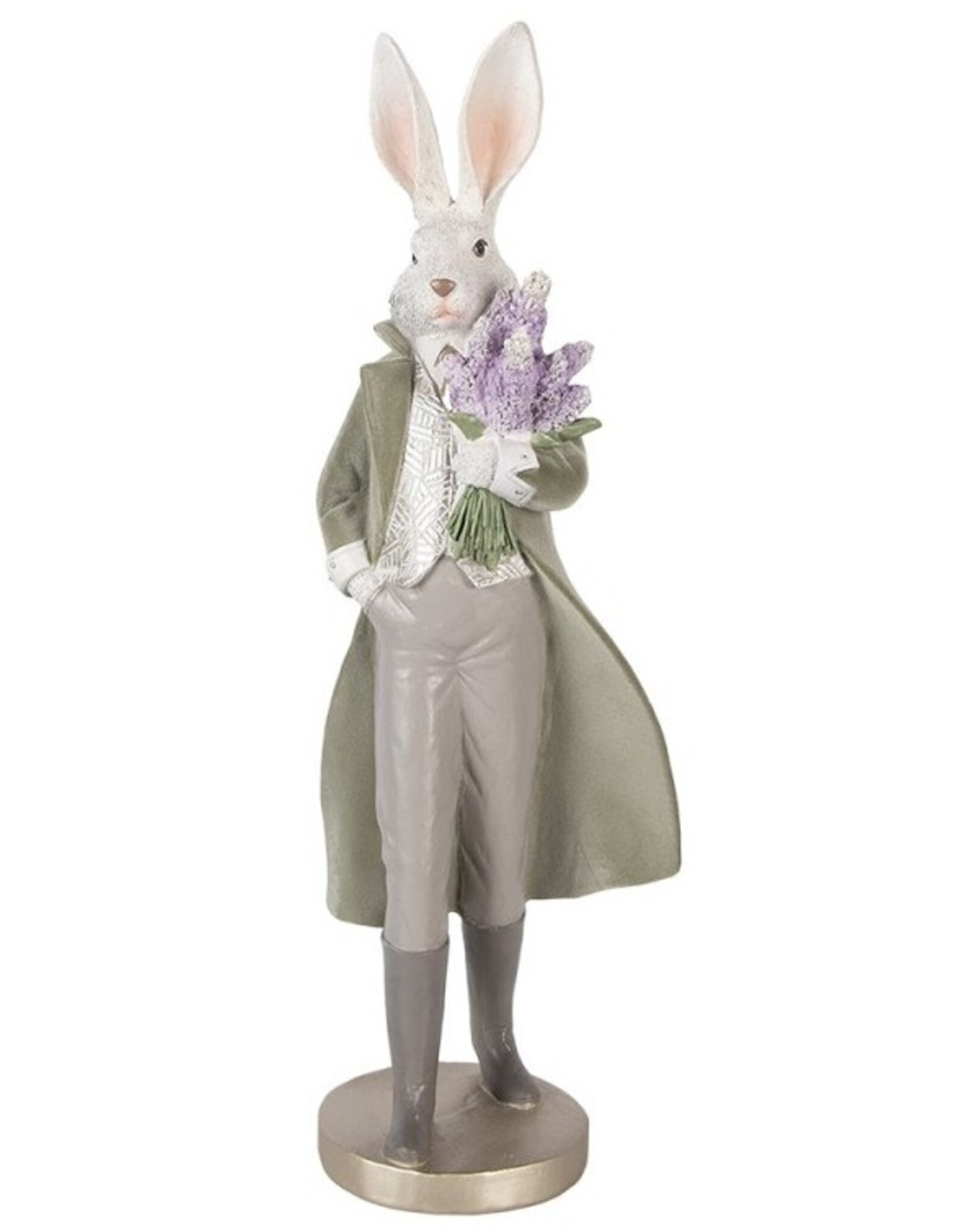 C&E Giftware Beelden Collectables - Konijn in Lange Jas met Bloemen beeldje 53cm