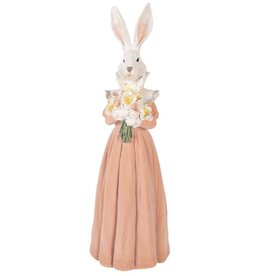 C&E Rabbit Female in Long Dress with Flowers Figurine 53cm