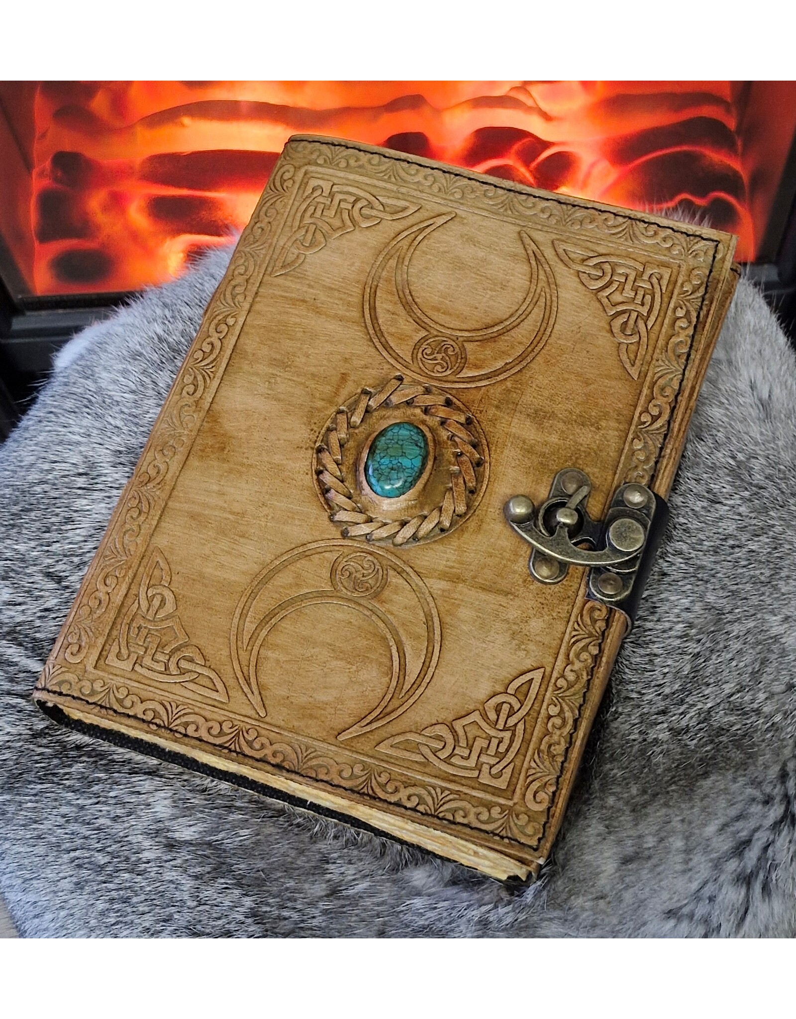 JM Handicrafts Miscellaneous - Antique Triple Moon Goddess Leren Notitieboek 20,5x15,5cm