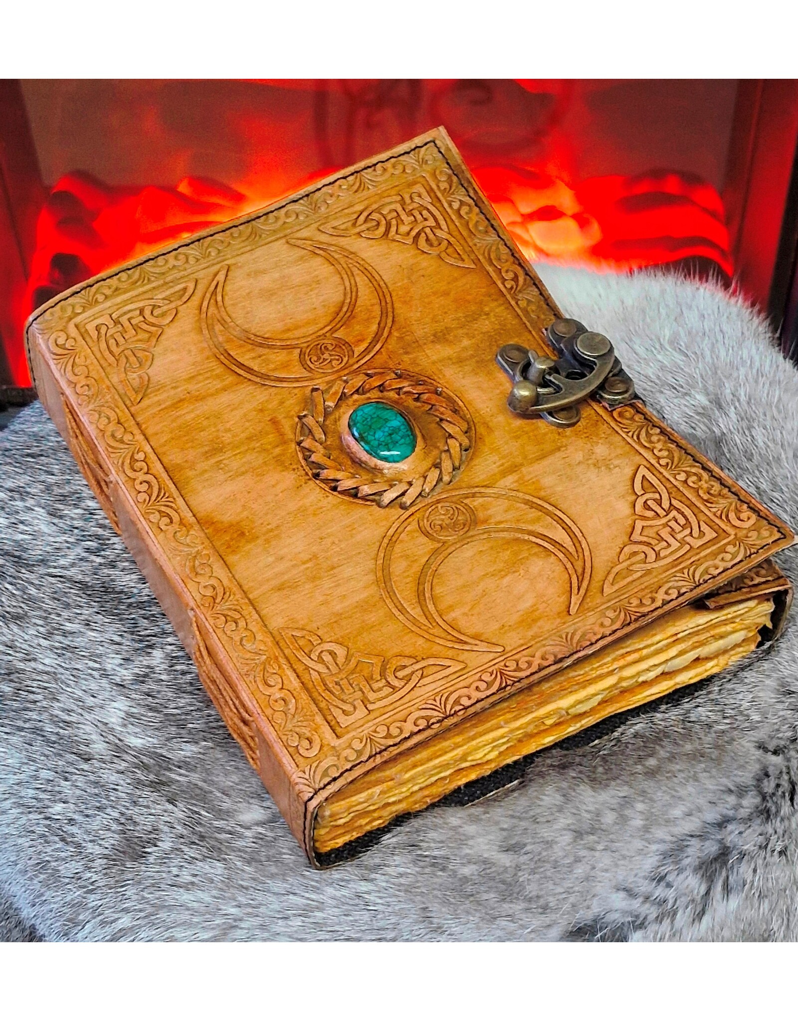 JM Handicrafts Miscellaneous - Antique Triple Moon Goddess Leren Notitieboek 20,5x15,5cm