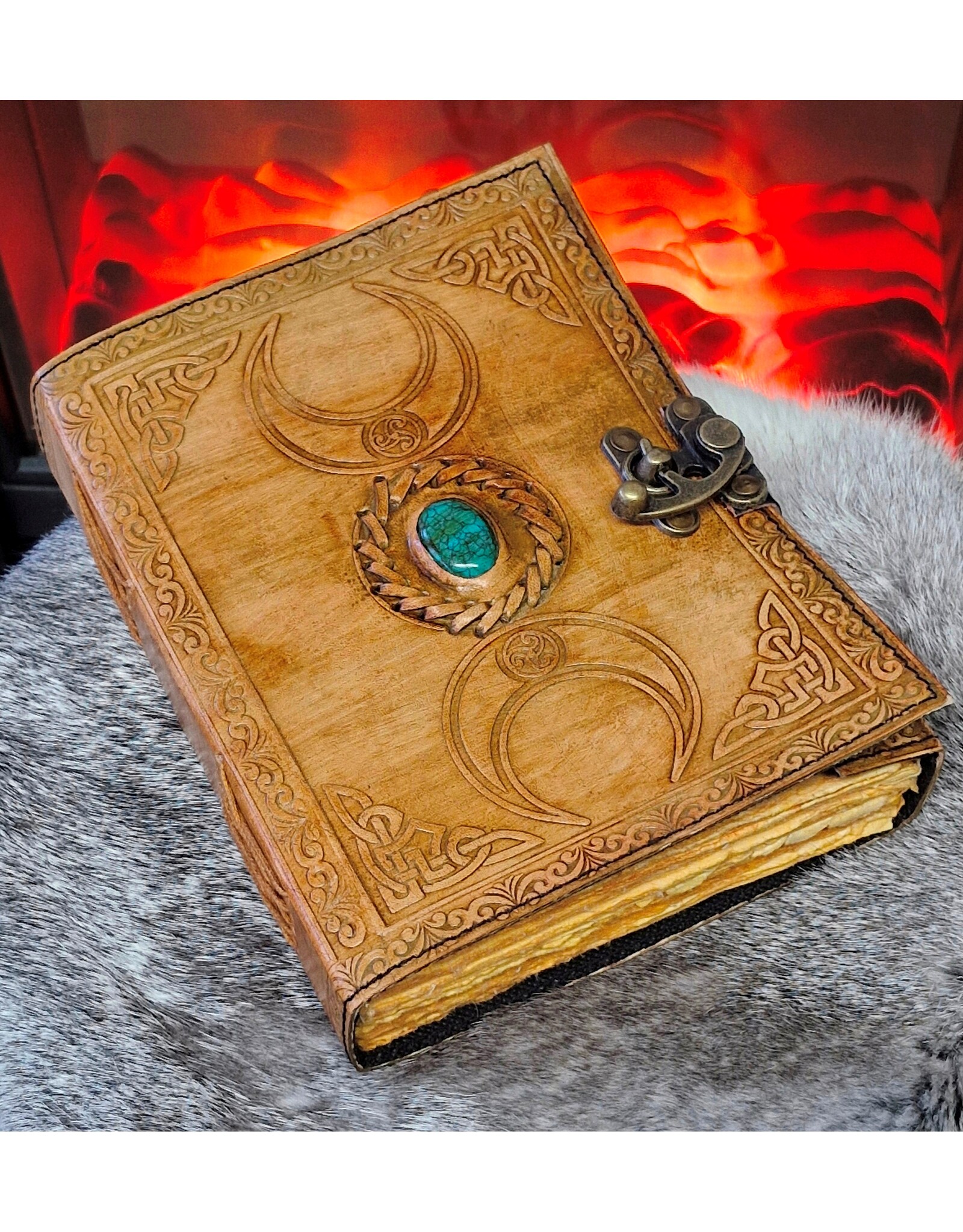 JM Handicrafts Miscellaneous - Antique Triple Moon Goddess Leren Notitieboek 20,5x15,5cm