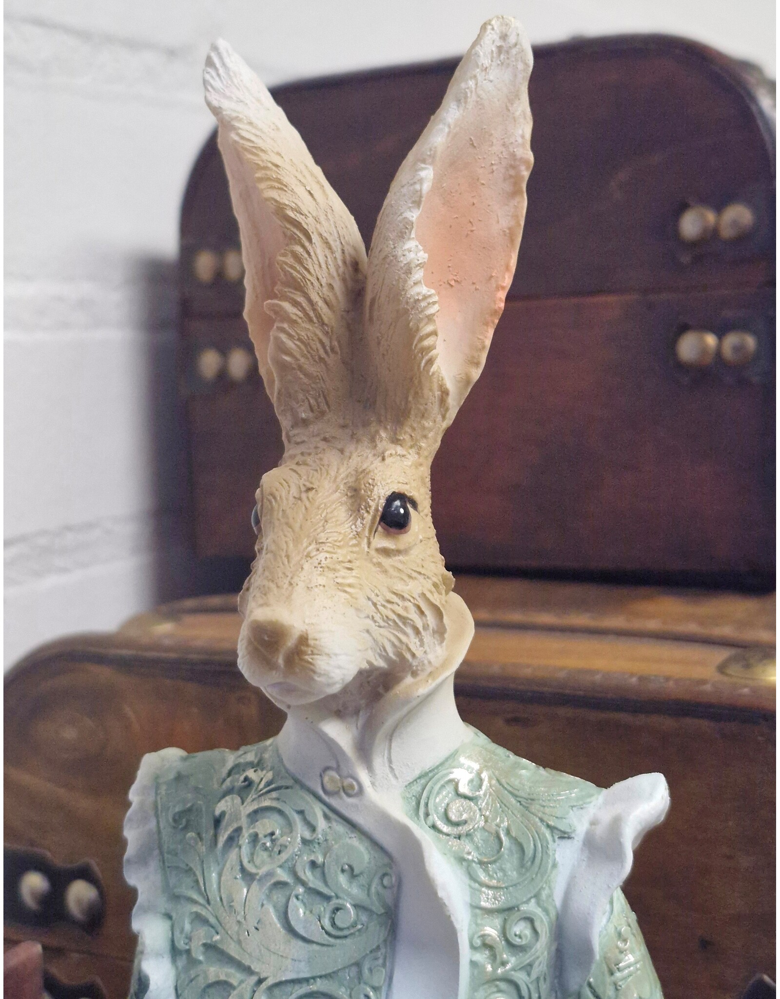 C&E Giftware Figurines Collectables - Rabbit in Green Victorian Coat 44cm