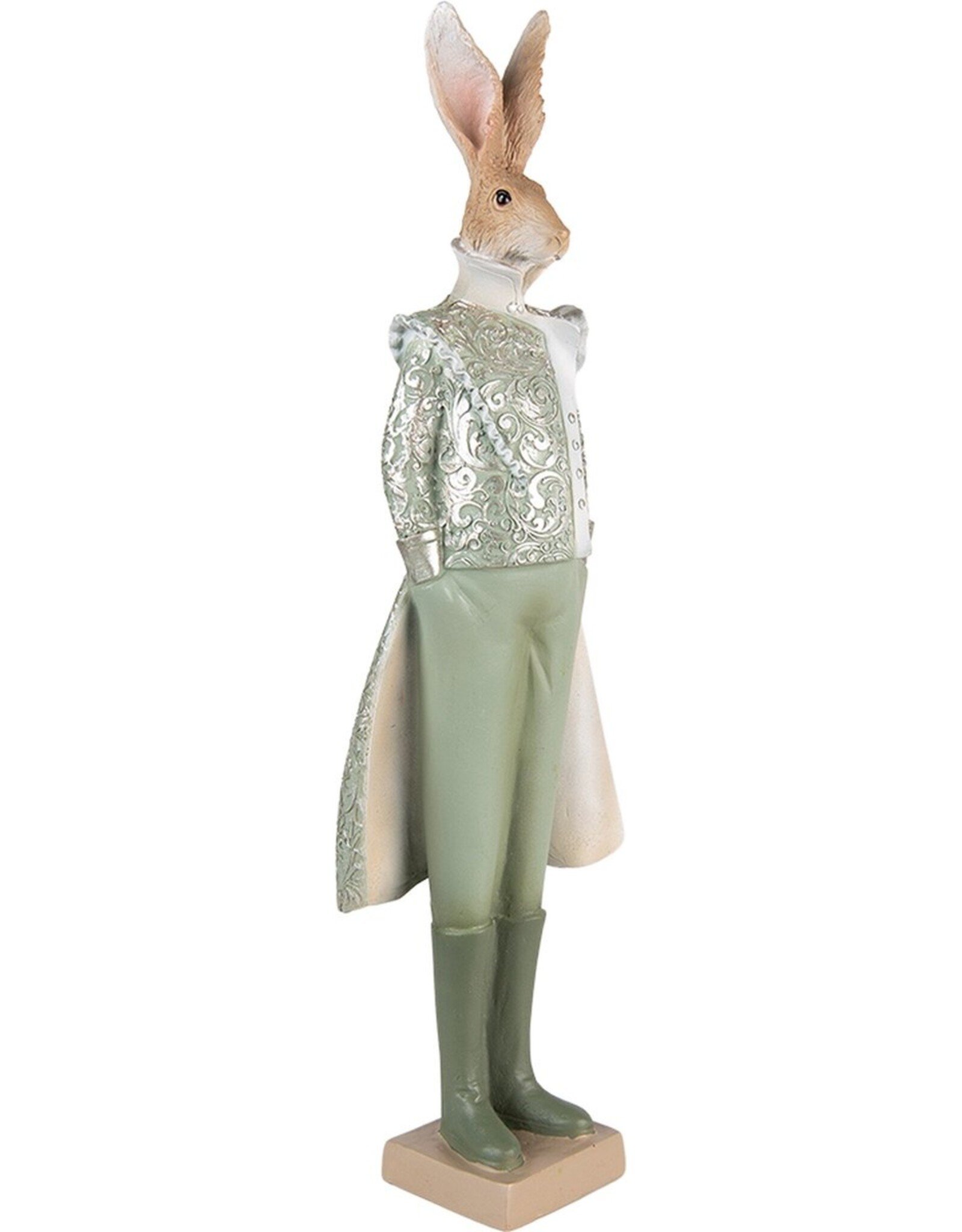 C&E Giftware Beelden Collectables  - Konijn in Groene Victoriaanse Jas 44cm