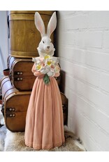 C&E Giftware Beelden Collectables - Konijn Vrouwtje in Lange Jurk met Bloemen beeldje 53cm