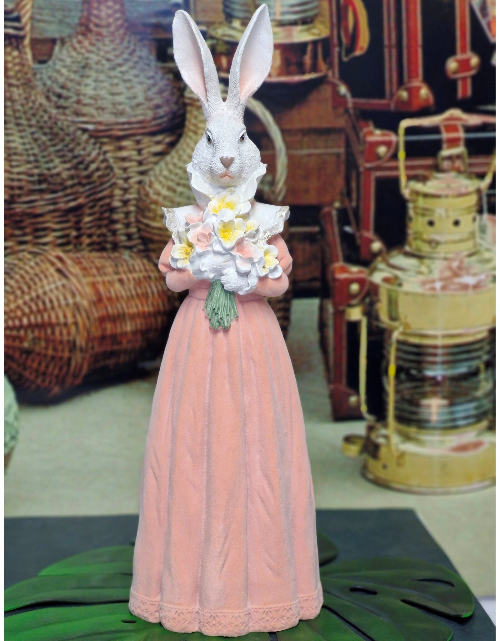 C&E Giftware Figurines Collectables -  Rabbit Female in Long Dress with Flowers Figurine 53cm