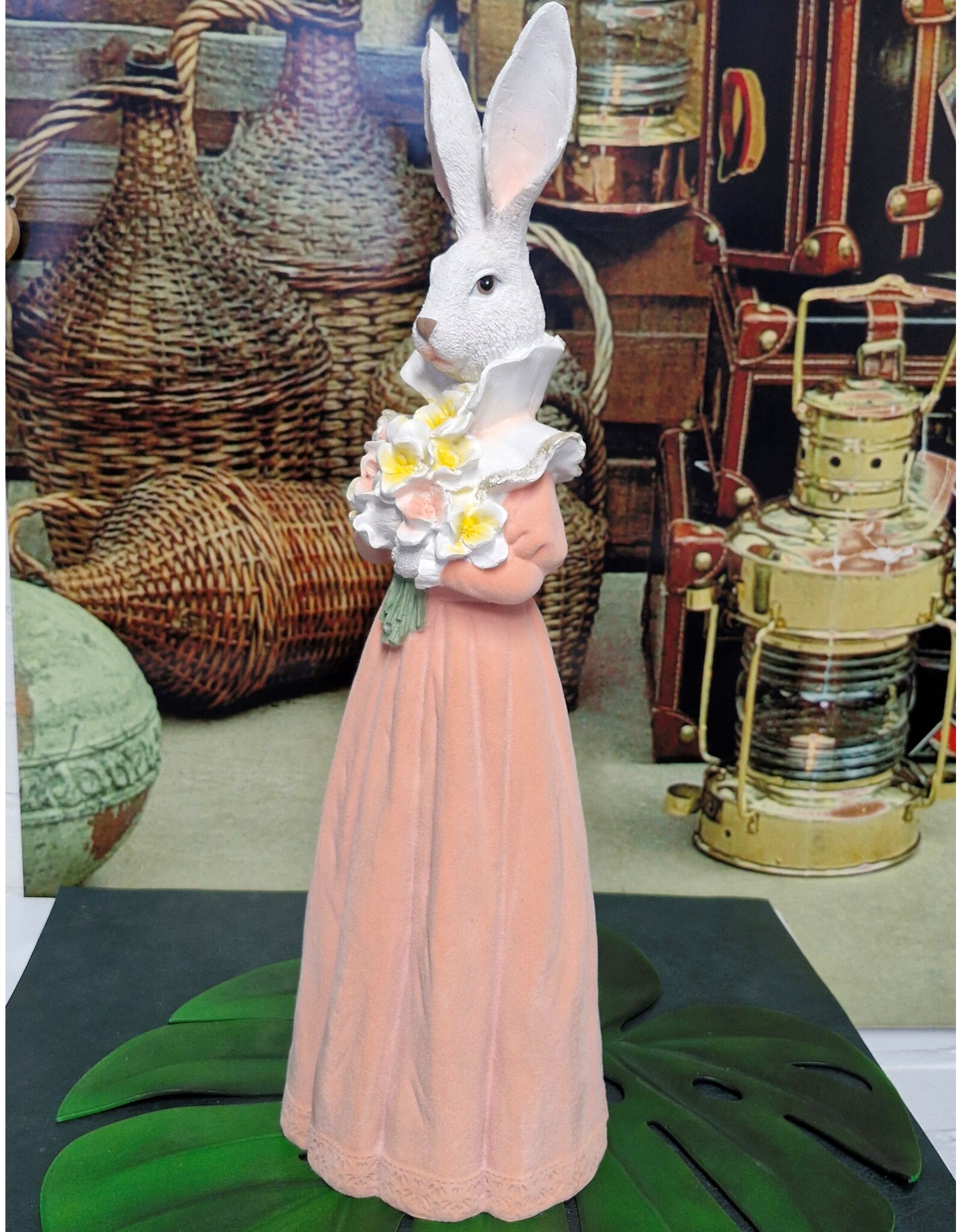 C&E Giftware Figurines Collectables -  Rabbit Female in Long Dress with Flowers Figurine 53cm