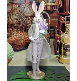 C&E Konijn in Lange Jas met Bloemen beeldje 53cm