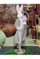 C&E Giftware Beelden Collectables - Konijn in Lange Jas met Bloemen beeldje 53cm