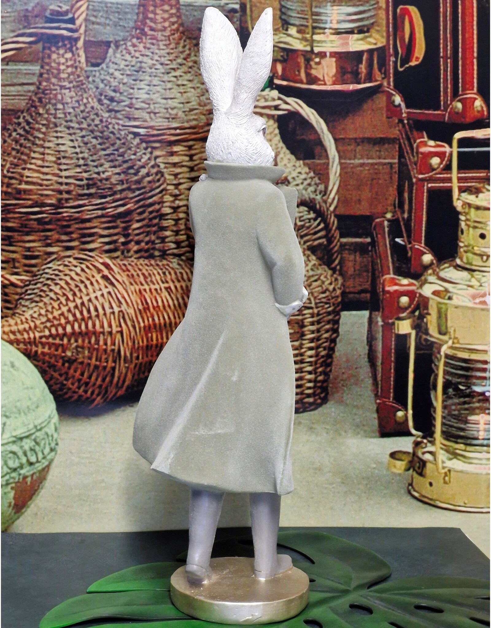 C&E Giftware Figurines Collectables - Rabbit in Long Coat with Flowers Figurine 53cm